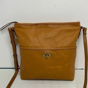 Margot Tan whiskey Leather turnlock crossbodybag